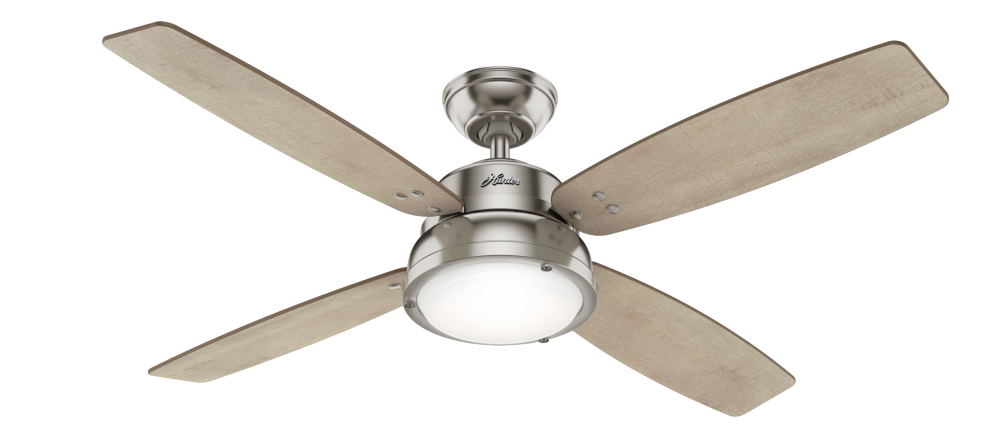 Hunter 52 inch Wingate Brushed Nickel Ceiling Fan with LED Light Kit and Handheld Remote