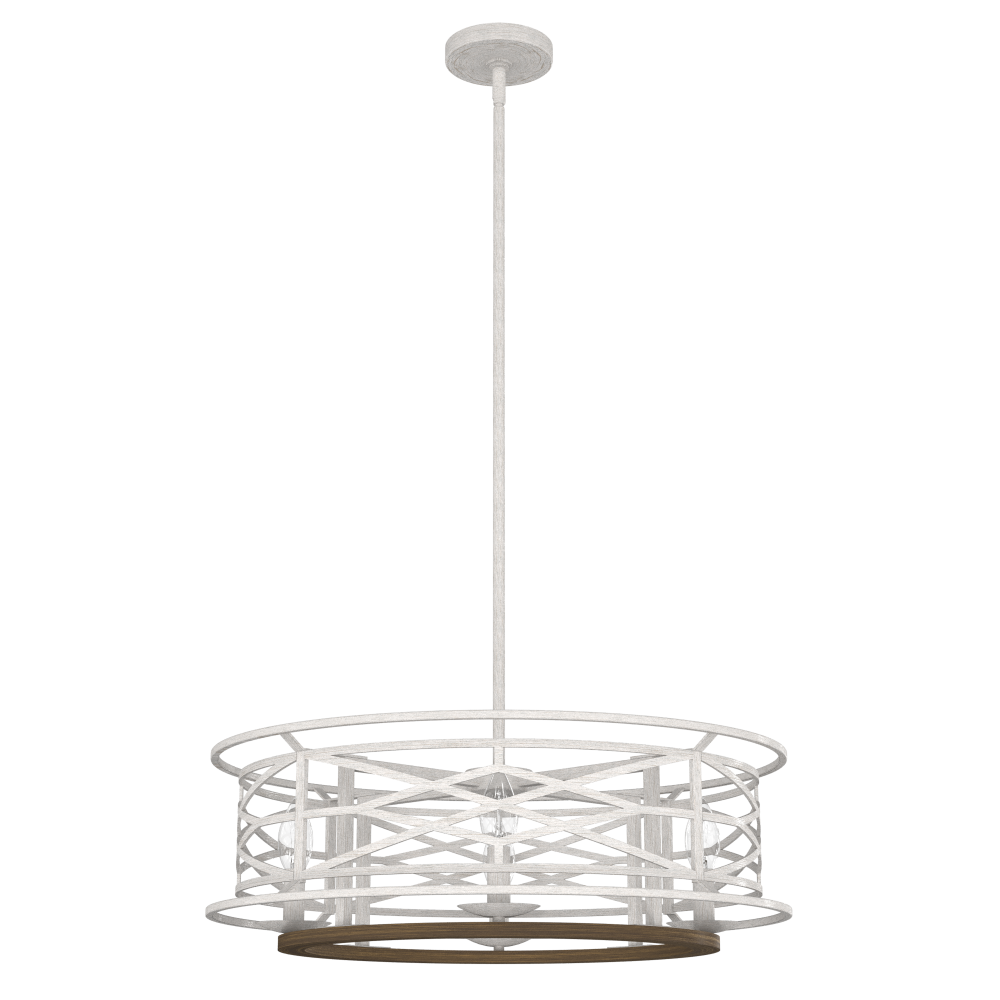 Hunter Langwood Distressed White and Chestnut 4 Light Chandelier Ceiling Light Fixture