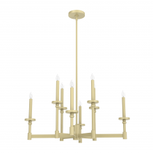 Hunter 19053 - Hunter Briargrove Modern Brass 8 Light Chandelier Ceiling Light Fixture