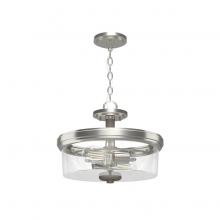 Hunter 19487 - Hunter River Mill Brushed Nickel and Gray Wood with Seeded Glass 2 Light Flush Mount Ceiling Light F