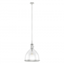 Hunter 19298 - Hunter Van Nuys Brushed Nickel with Clear Glass 1 Light Pendant Ceiling Light Fixture