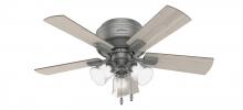 Hunter 51025 - Hunter 42 inch Crestfield Matte Silver Low Profile Ceiling Fan with LED Light Kit and Pull Chain