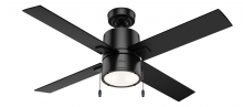 Hunter 54215 - Hunter 52 inch Beck Matte Black Ceiling Fan with LED Light Kit and Pull Chain