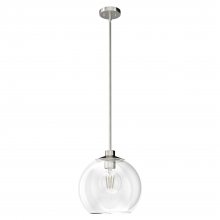 Hunter 19768 - Hunter Xidane Brushed Nickel with Clear Glass 1 Light Pendant Ceiling Light Fixture