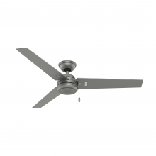 Hunter 59262 - Hunter 52 inch Cassius Matte Silver Damp Rated Ceiling Fan and Pull Chain