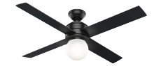 Hunter 59321 - Hunter 52 inch Hepburn Matte Black Ceiling Fan with LED Light Kit and Wall Control