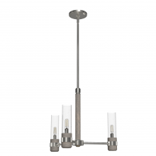 Hunter 19473 - Hunter River Mill Brushed Nickel and Gray Wood with Seeded Glass 3 Light Chandelier Ceiling Light Fi