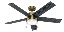 Hunter 59622 - Hunter 52 inch Claudette Modern Brass Ceiling Fan with LED Light Kit and Pull Chain
