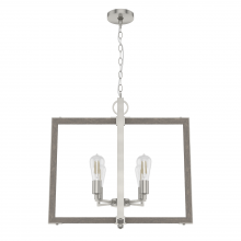 Hunter 19807 - Hunter Woodburn Brushed Nickel 4 Light Pendant Ceiling Light Fixture