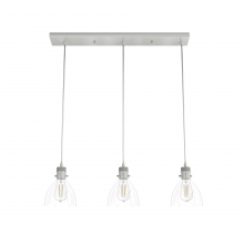 Hunter 19308 - Hunter Van Nuys Brushed Nickel with Clear Glass 3 Light Pendant Cluster Ceiling Light Fixture