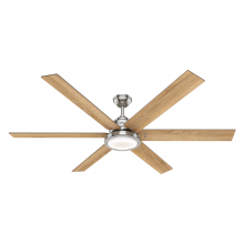 Hunter 59398 - Hunter 70 inch Warrant Brushed Nickel Ceiling Fan with LED Light Kit and Wall Control