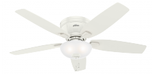 Hunter 53378 - Hunter 52 inch Kenbridge Fresh White Low Profile Ceiling Fan with LED Light Kit and Pull Chain