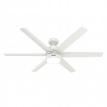 Hunter 51476 - Hunter 60 inch Solaria Fresh White Damp Rated Ceiling Fan with LED Light Kit and Wall Control