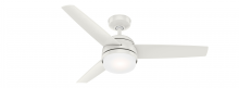 Hunter 54211 - Hunter 48 inch Midtown Fresh White Ceiling Fan with LED Light Kit and Handheld Remote