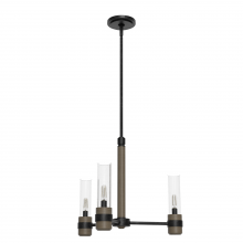Hunter 19472 - Hunter River Mill Rustic Iron and French Oak with Clear Seeded Glass 3 Light Chandelier Ceiling Ligh