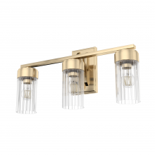 Hunter 19684 - Hunter Gatz Alturas Gold with Clear Glass 3 Light Bathroom Vanity Wall Light Fixture