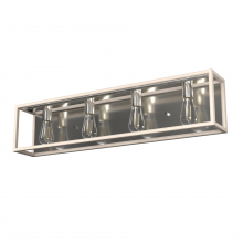 Hunter 19676 - Hunter Squire Manor Brushed Nickel and Bleached Wood 4 Light Bathroom Vanity Wall Light Fixture