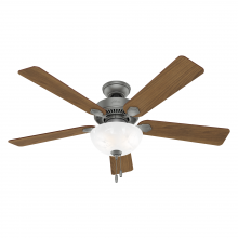 Hunter 50909 - Hunter 52 inch Swanson Matte Silver Ceiling Fan with LED Light Kit and Pull Chain