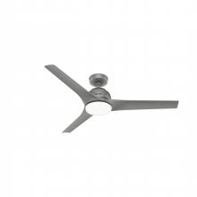 Hunter 51586 - Hunter 52 inch Gallegos Matte Silver Damp Rated Ceiling Fan with LED Light Kit and Wall Control