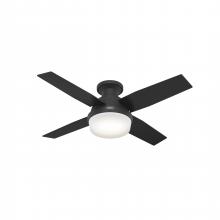 Hunter 52390 - Hunter 44 inch Dempsey Matte Black Low Profile Ceiling Fan with LED Light Kit and Handheld Remote