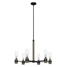 Hunter 19476 - Hunter River Mill Rustic Iron and French Oak with Seeded Glass 6 Light Chandelier Ceiling Light Fixt