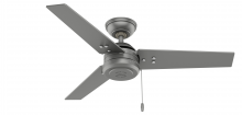 Hunter 50256 - Hunter 44 inch Cassius Matte Silver Damp Rated Ceiling Fan and Pull Chain