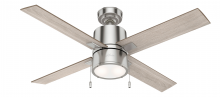 Hunter 54214 - Hunter 52 inch Beck Brushed Nickel Ceiling Fan with LED Light Kit and Pull Chain