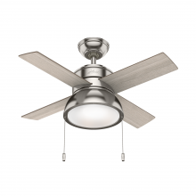 Hunter 51040 - Hunter 36 inch Loki Brushed Nickel Ceiling Fan with LED Light Kit and Pull Chain