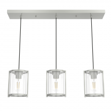 Hunter 19138 - Hunter Astwood Brushed Nickel with Clear Glass 3 Light Pendant Cluster Ceiling Light Fixture