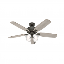 Hunter 53215 - Hunter 52 inch Amberlin Noble Bronze Ceiling Fan with LED Light Kit and Pull Chain