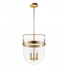 Hunter 19831 - Hunter Karloff Alturas Gold with Clear Glass 3 Light Pendant Ceiling Light Fixture