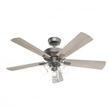 Hunter 52534 - Hunter 52 inch Crestfield Matte Silver Ceiling Fan with LED Light Kit and Pull Chain
