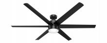 Hunter 59628 - Hunter 72 inch Solaria Matte Black Damp Rated Ceiling Fan with LED Light Kit and Wall Control