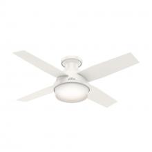 Hunter 59244 - Hunter 44 inch Dempsey Fresh White Low Profile Ceiling Fan with LED Light Kit and Handheld Remote