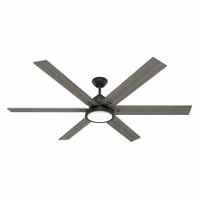 Hunter 51473 - Hunter 70 inch Warrant Matte Black Ceiling Fan with LED Light Kit and Wall Control