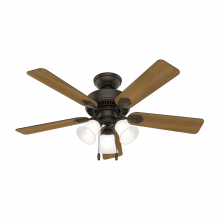 Hunter 50881 - Hunter 44 inch Swanson New Bronze Ceiling Fan with LED Light Kit and Pull Chain