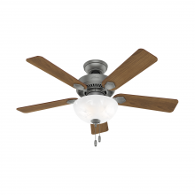 Hunter 50904 - Hunter 44 inch Swanson Matte Silver Ceiling Fan with LED Light Kit and Pull Chain
