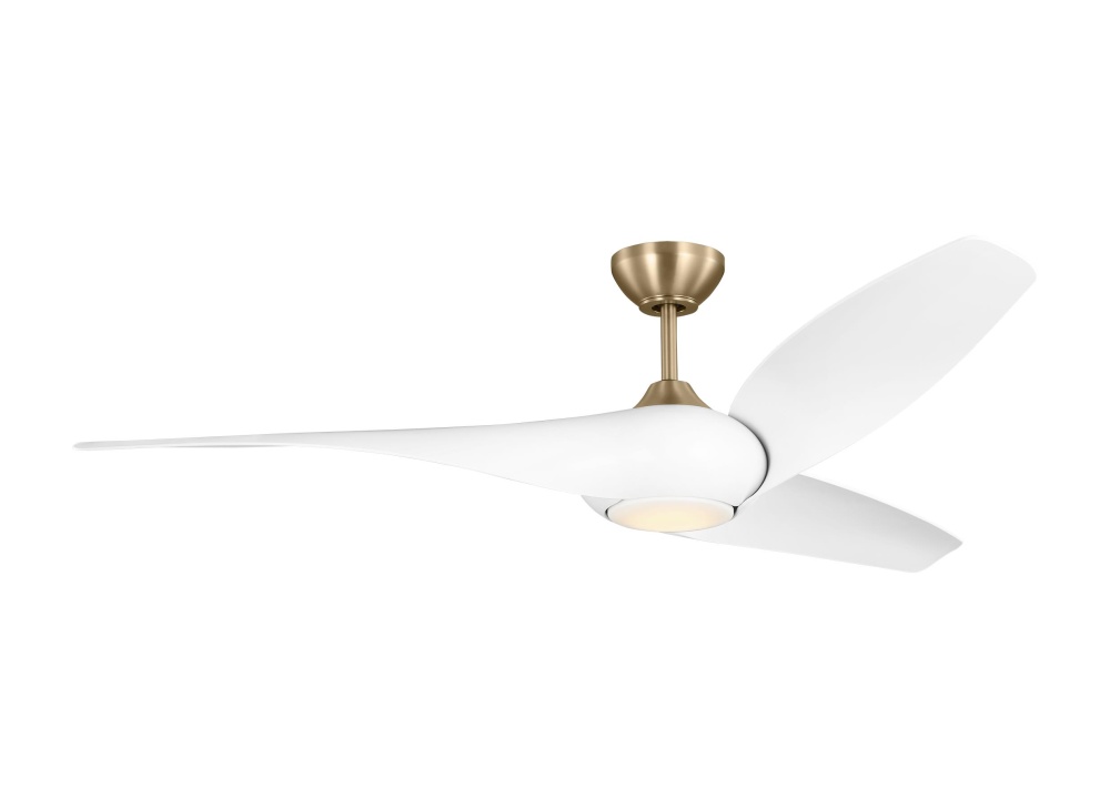 Topan Smart 60 LED Ceiling Fan in Burnished Brass with Matte White Blades and Light Kit