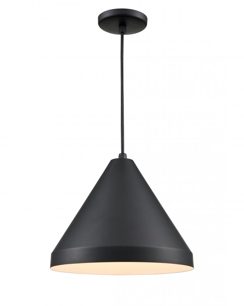 R Series 1-Light Cord Hung Wide Cone Satin Black