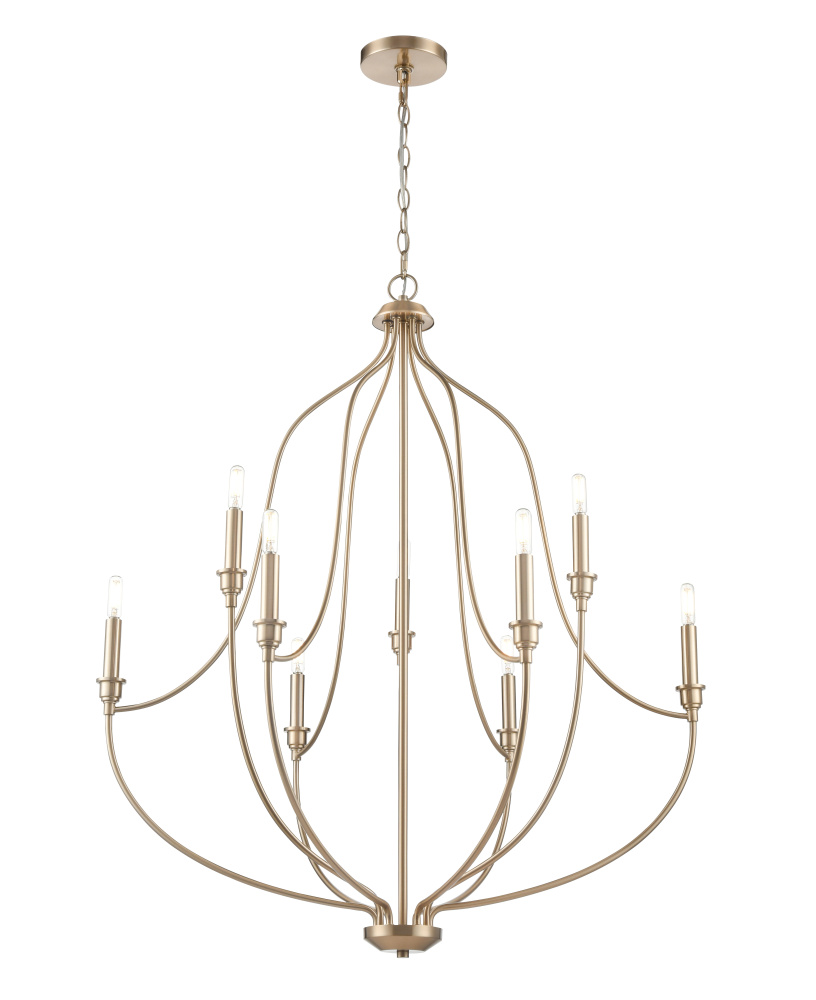 Senoia 32.5" Wide 9-Light Chandelier - Modern Gold