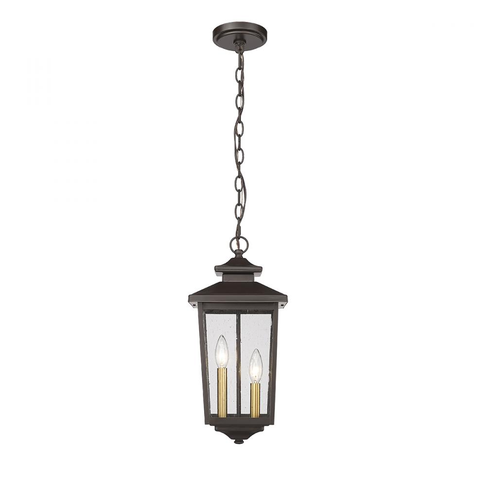 Eldrick 2-Light Outdoor Hanging Lantern Powder Coated Bronze