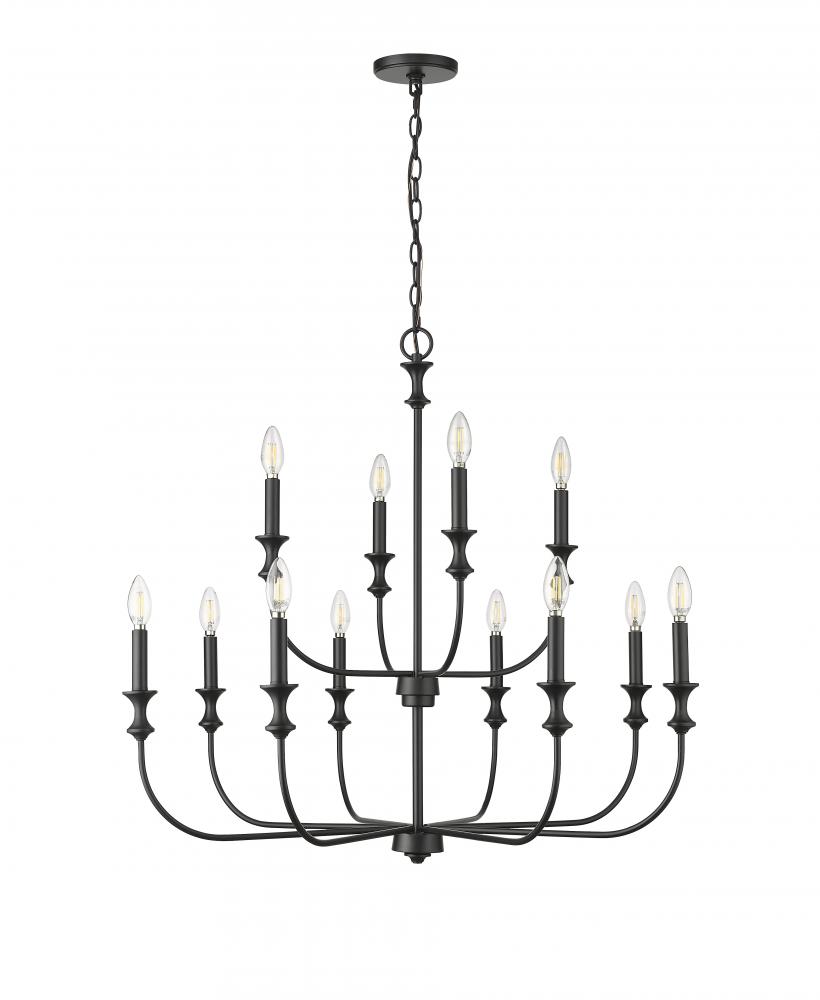 Savanne 12-Light Chandelier Ceiling Light Matte Black