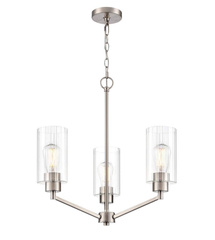Beverlly 21" Wide 3-Light Chandelier - Brushed Nickel