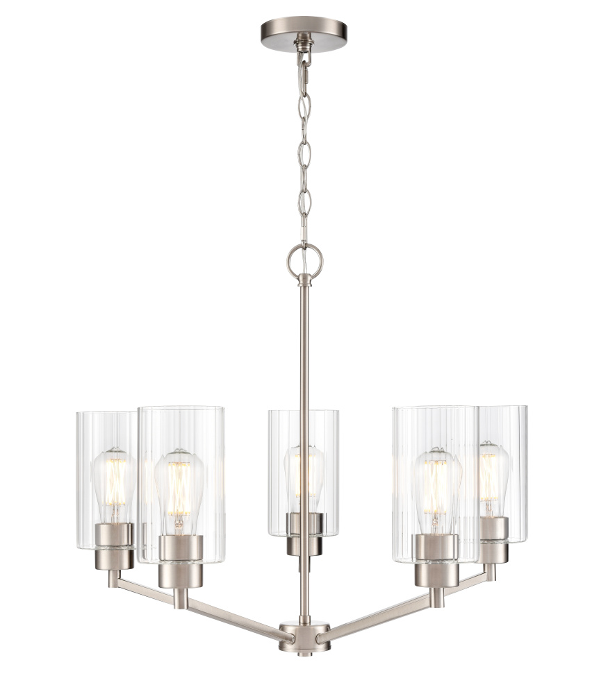 Beverlly 26" Wide 5-Light Chandelier - Brushed Nickel