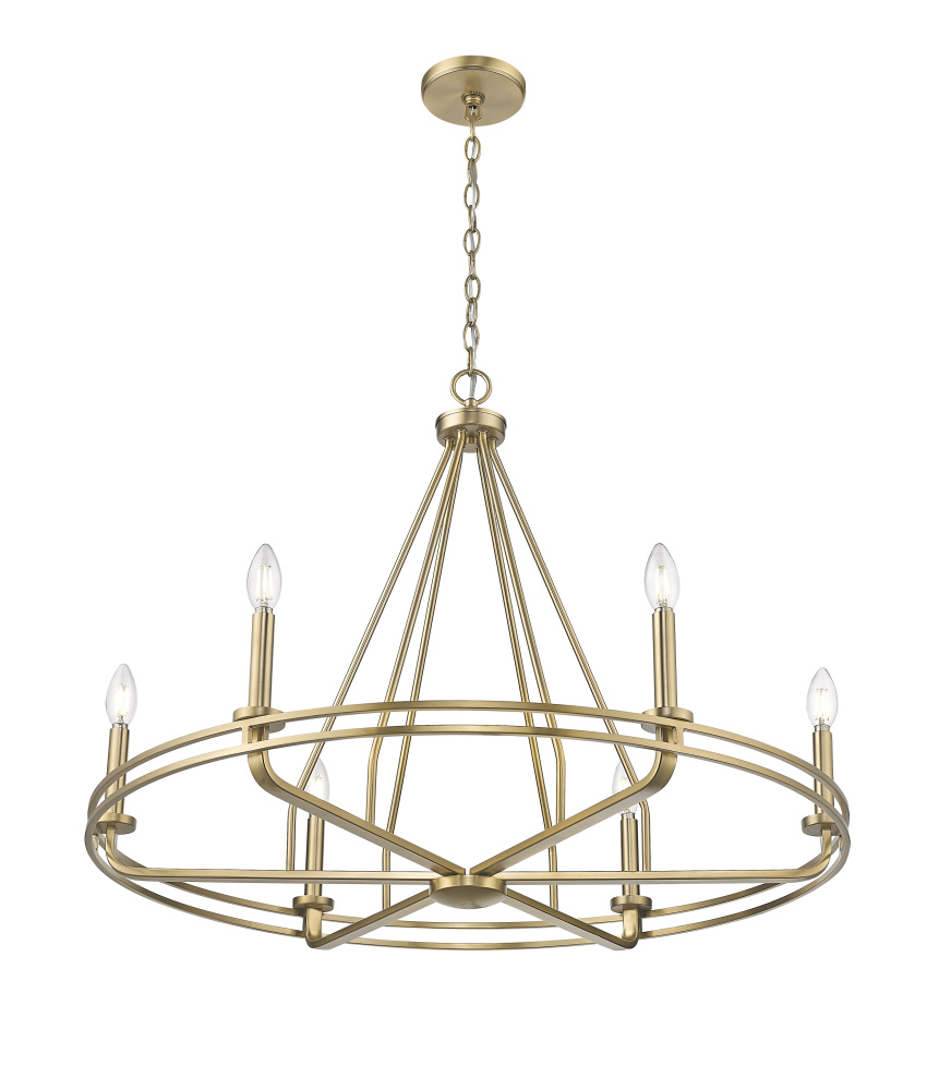 Jody 32.5" Wide 6-Light Chandelier - Vintage Brass