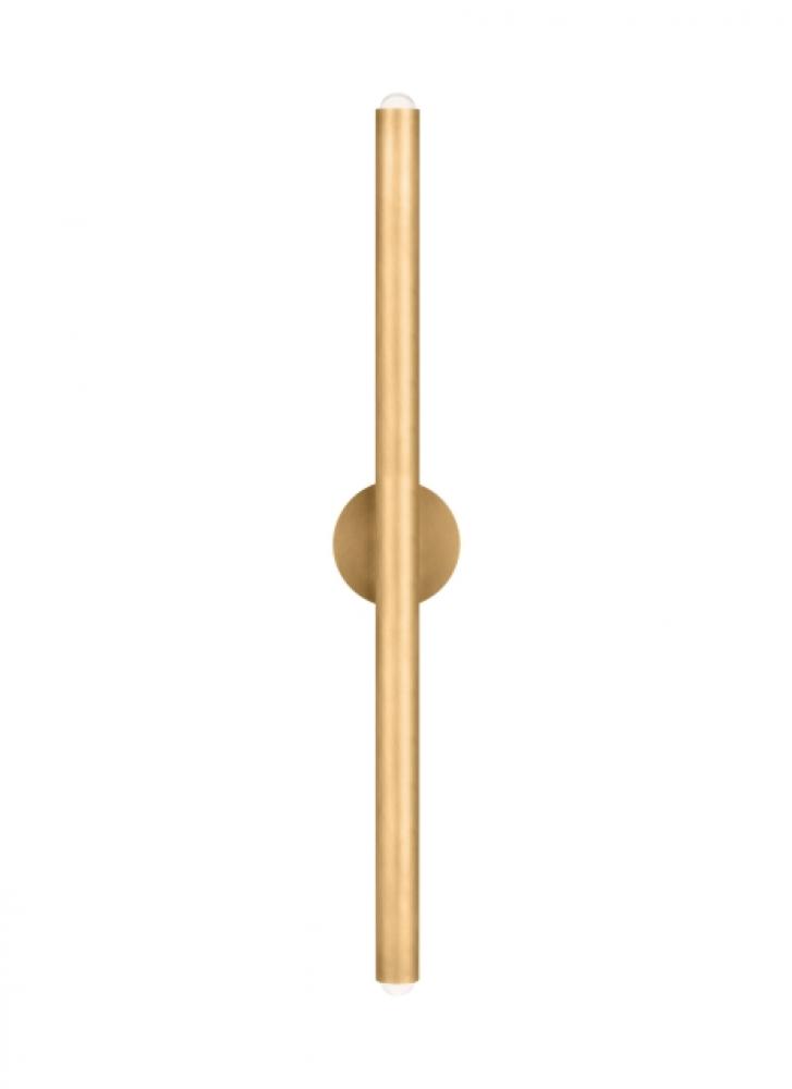 The Ebell X-Large Damp Rated 2-Light Integrated Dimmable LED Wall Sconce in Natural Brass