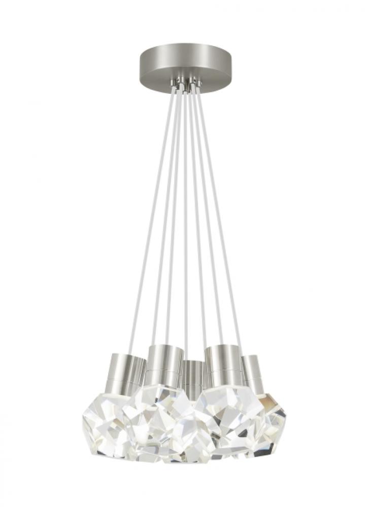 Modern Kira dimmable LED Ceiling Pendant Light in a Satin Nickel/Silver Colored finish
