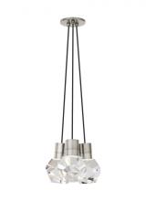 Visual Comfort & Co. Modern Collection 700TDKIRAP3BS-LED922 - Modern Kira dimmable LED Ceiling Pendant Light in a Satin Nickel/Silver Colored finish