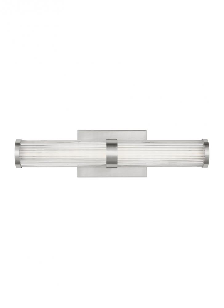 Syden contemporary 1-light LED indoor dimmable small bath vanity wall sconce in brushed nickel silve