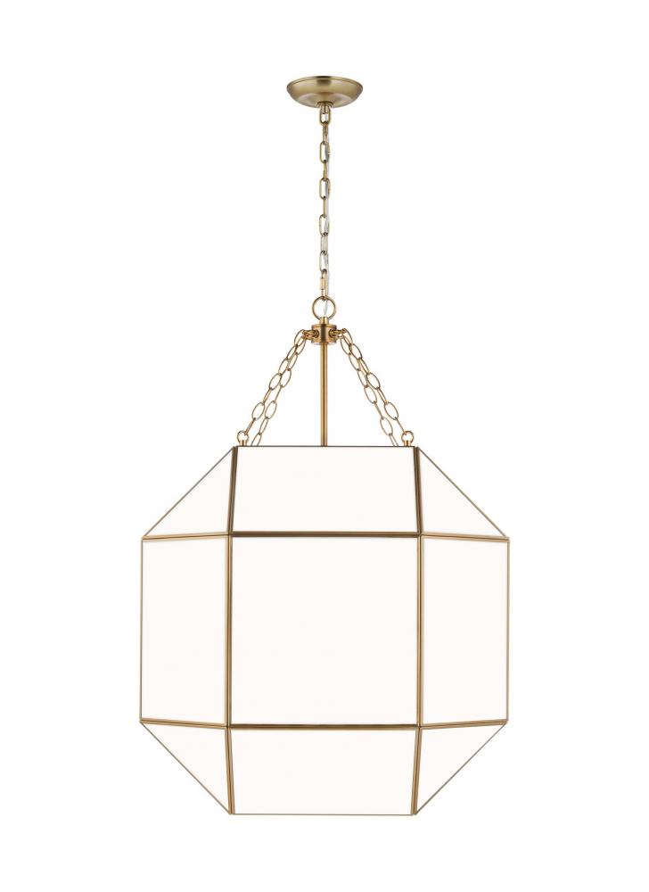 Morrison modern 4-light LED indoor dimmable ceiling pendant hanging chandelier light in satin brass